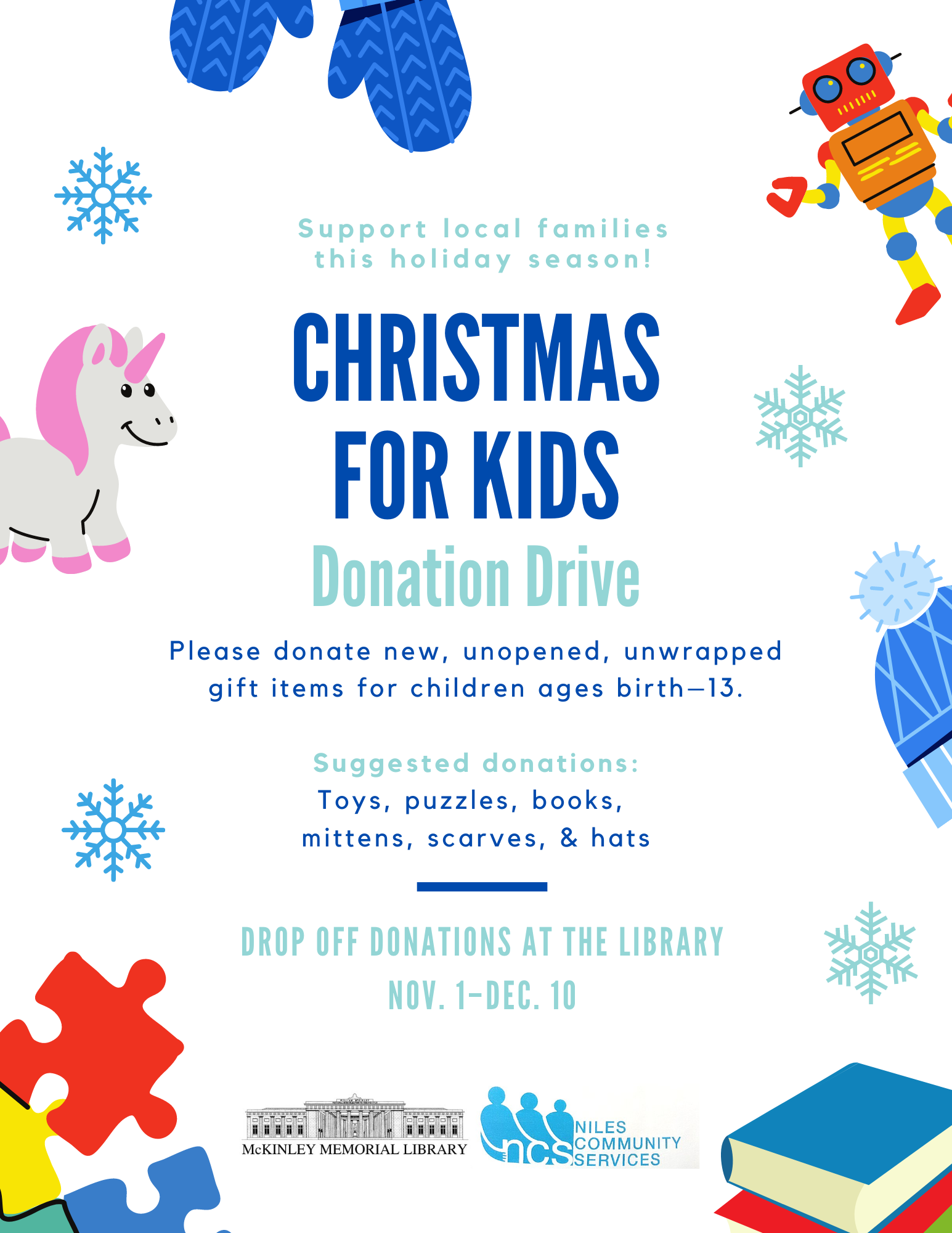 Christmas for Kids Donation Drive McKinley Memorial Library